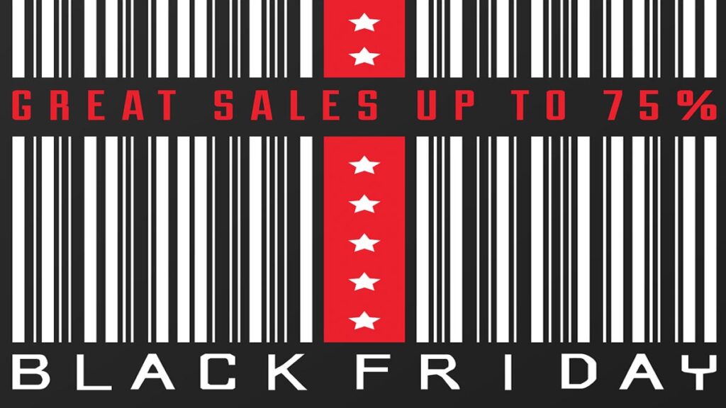 Strichcode zum Black Friday mit Sales up to 75%. (c) Pixabay.com